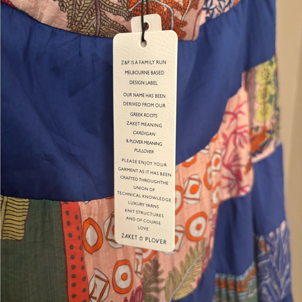 NWT Zaket & Plover Women's Vibrant Tiered Floral Cobalt Maxi Skirt - Picture 4 of 10